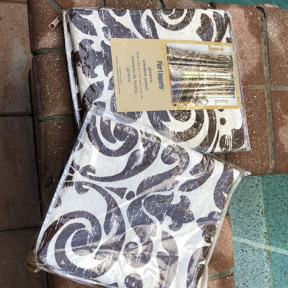 PAIR of Pier One cotton damask drapery panels - Picture 2 of 3